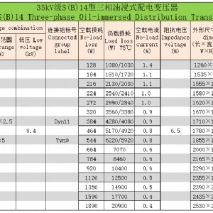 35kV級(jí)S(B)系列三相油浸式配電變壓器